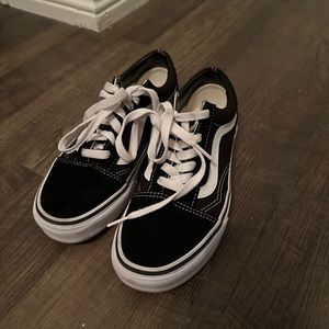 VANS Black White Classic Old Skool Vans Low Top Sneakers Lace Up Shoes Women 6